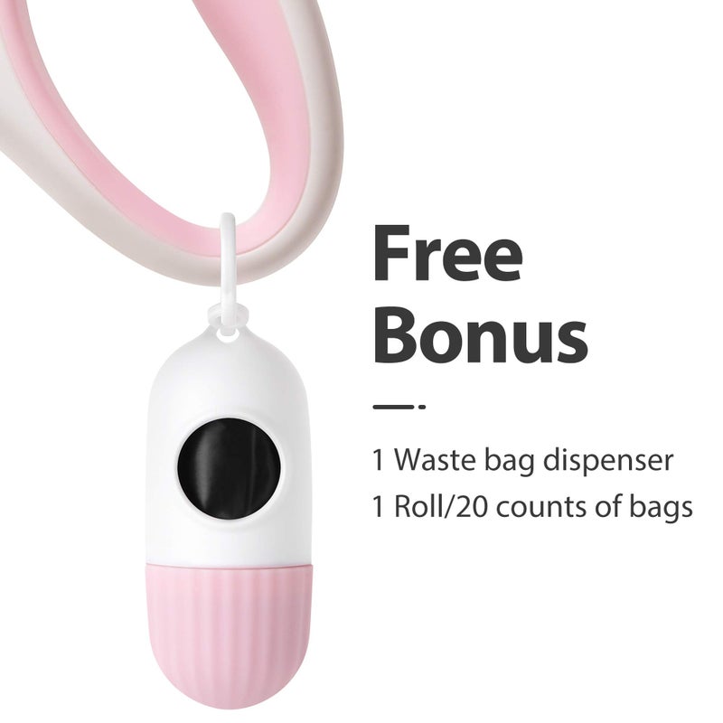 Fida Retractable Dog Leash with Dispenser and Poop Bags, 10 ft Pet Walking Leash for X-Small Dog or Cat up to 18 lbs, Anti-Slip Handle, Tangle Free, Reflective Nylon Tape (XS, White) - Image 2